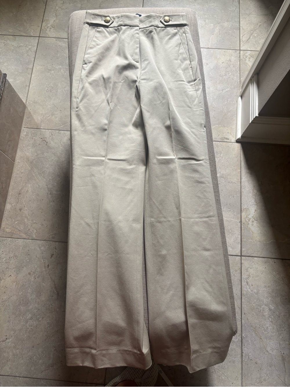 J. Crew Cream Wide-Leg Trousers with Buttoned Waist Tabs Size 0 Tall